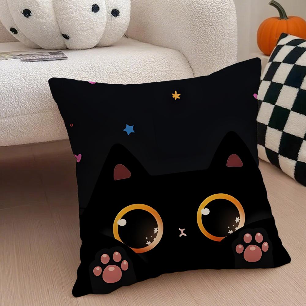Cute Art Cat Eyes Cushion Cover Throw Pillow Cover Hidden Button Durable Polyester Chair Cushion