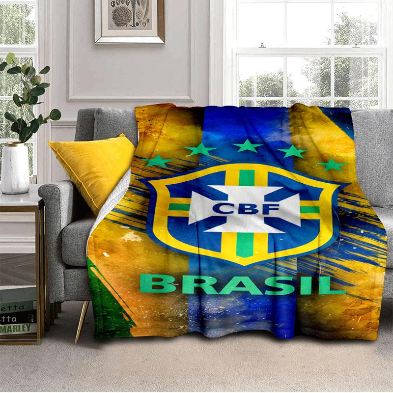 Brazilian Football Federation Printed Throws Blanket Soft Flannel Blankets for Couch Bed Gifts for Men Women Picnic blanket Christmas gifts