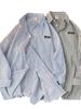 Spring & Autumn Vertical Striped Long Sleeve Men's Shirt: Pique Casual Hong Kong, Korean & Japanese Yuppie Style for Teens