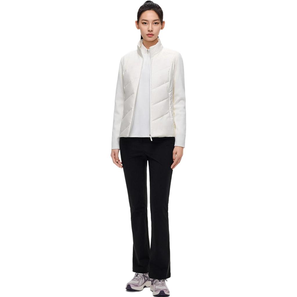 Anta Série Champion para Todas as Estações Cor Sólida com Capuz e Zíper Confortável Respirável Lã Quente Versátil Jaqueta de Penas Feminina Outerwear 162510616-1