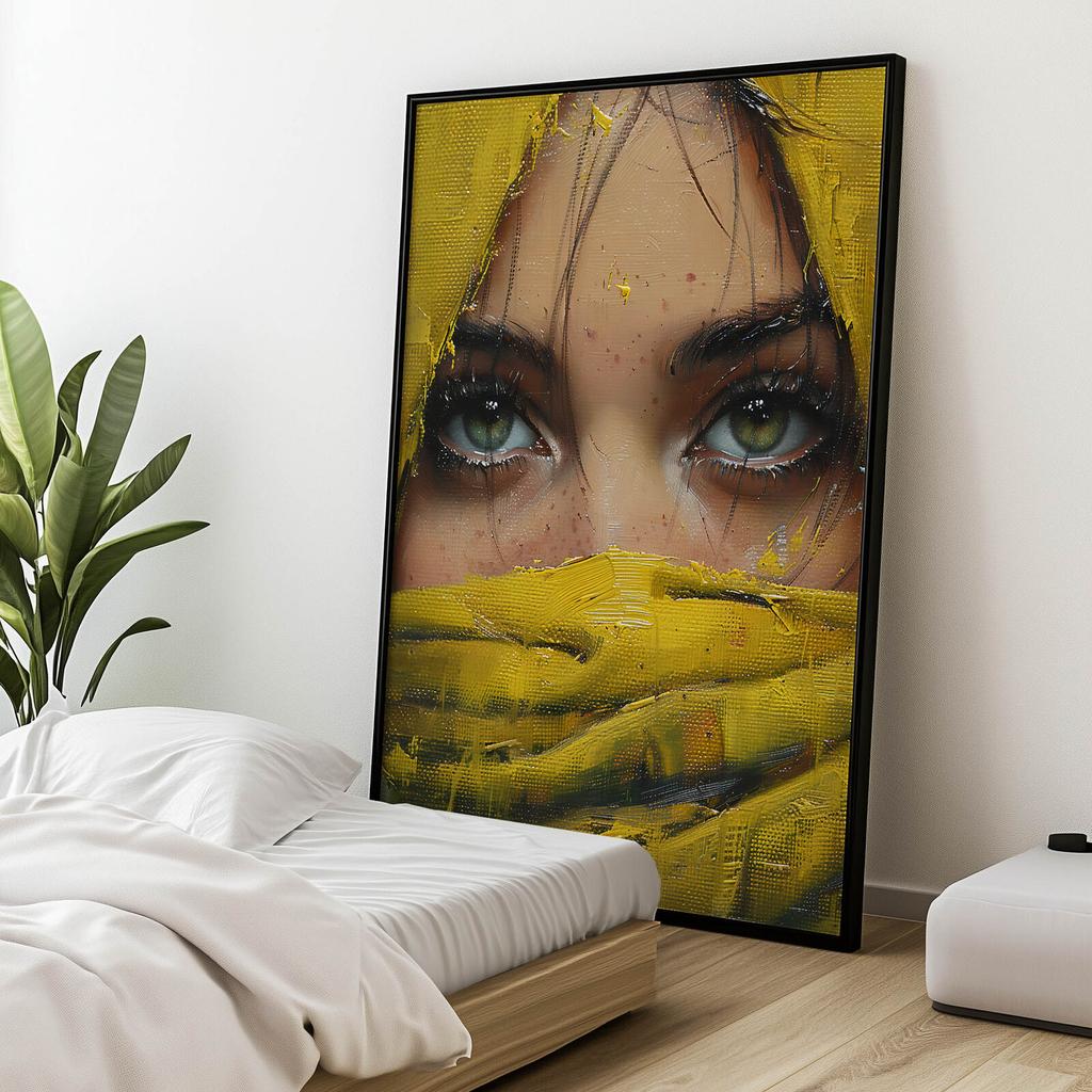 Mysterious Eyes Mysterious Eyes, 30X40 Cm, Gold Aluminum Frame, 230 Gsm Matte Paper