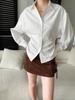 Sinan French Style Slimming Pleated Lapel Shirt SN8600
