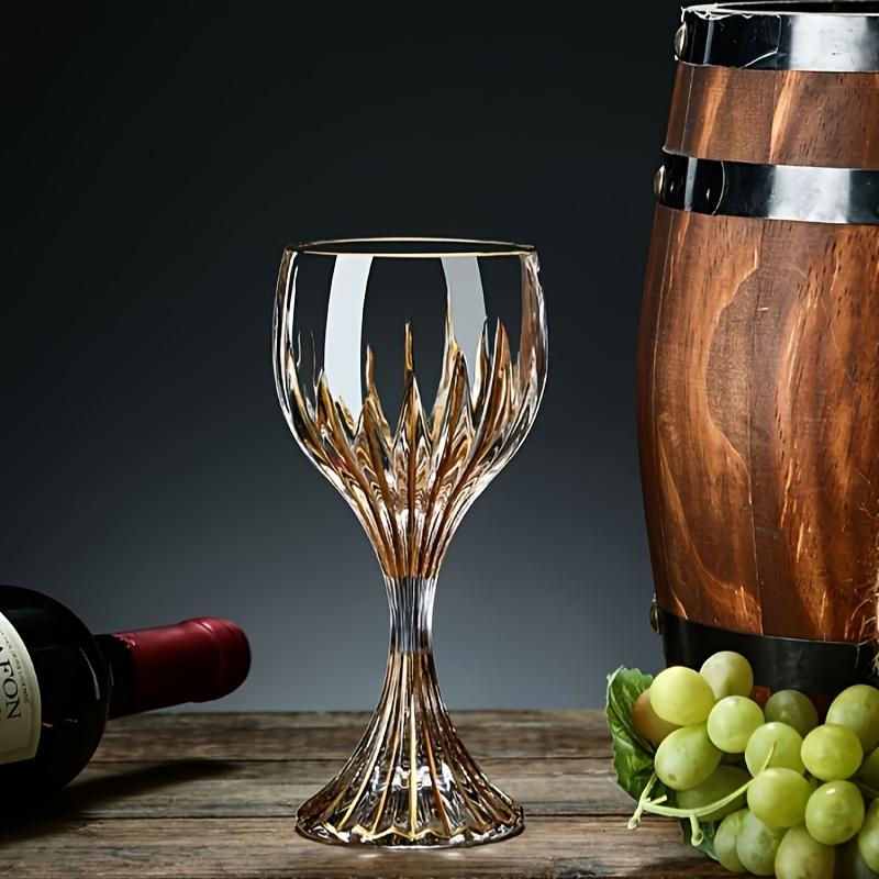 2pcs Elegant Crystal Wine Glasses with Golden Pattern - Premium Vintage Goblets for Champagne Whisky & Cocktails - Ideal for Home & Hospitality
