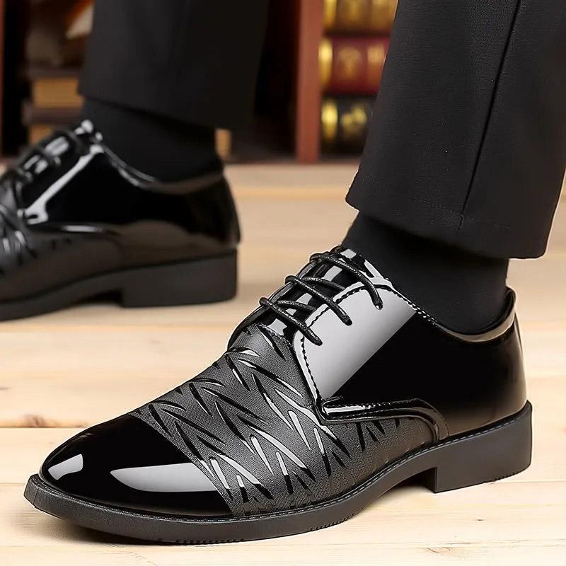 Men's Leather Shoes Spring Breathable Comfortable Casual Shoes Youth Business British Black Formal Leather Shoes Husband Dad Shoes
