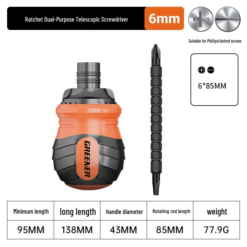 Green Forest Multi-Function Ratchet Screwdriver Set - Dual-Purpose Telescopic & Short Screwdriver Tool
