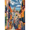 Retro Spain Cityscape Poster Nordic Style Canvas Print Coastal Architecture Art for Wall Decor
