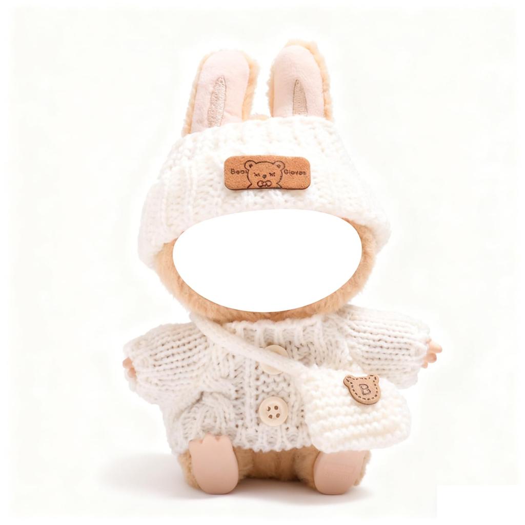 BTtime Plush Clothes, Knit Hat, Sweater, Bag, Doll Replacement Clothes, Lovebu Clothes, Cute Dress-Up DIY Accessories (Beige)