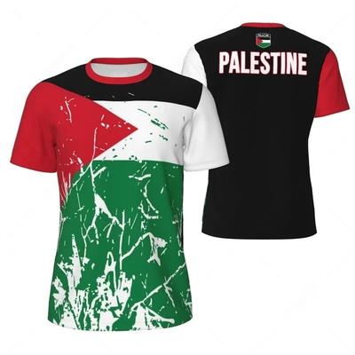 Módne futbalové tričká s vlajkou Palestíny pre mužov Letný trend Národný znak 3D potlačené športové tričká Bežné oversized detské topy