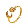 Stainless Steel Ethnic Style Moon Sun Portrait Multi-Element Adjustable Ring