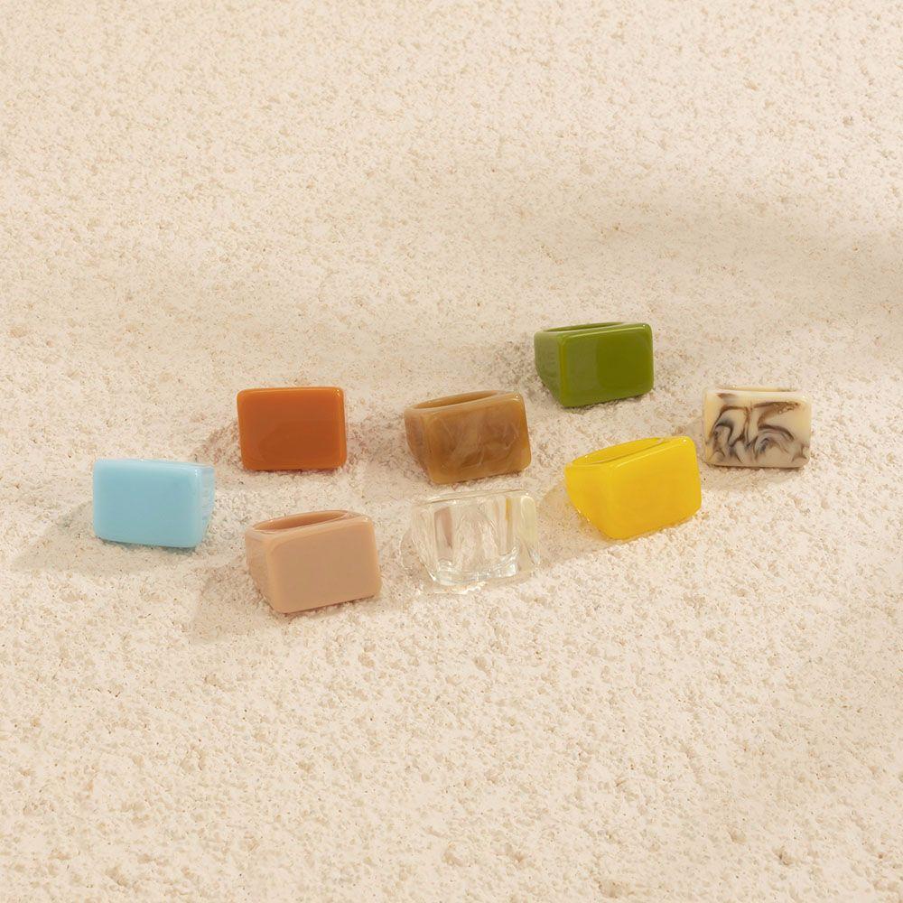 Grube Jednokolorowe Marmurkowe Prostokątne Kwadratowe Pierścionki Żywiczne Pierścionki na Kciuk Modna Biżuteria Pierścionki na Palce