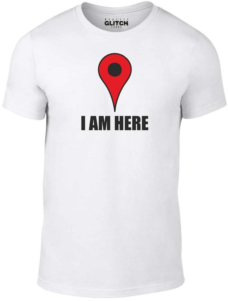

I Am Here Mens T-Shirt - Funny Slogan Joke Location Map Birthday Xmas Present TV M