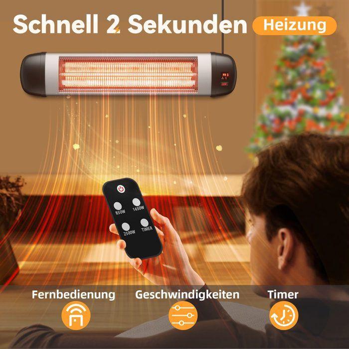 Infrarot-Außenheizung - NETTLIFE - 2500W - Wandmontage - Fernbedienung - 3 Heizstufen