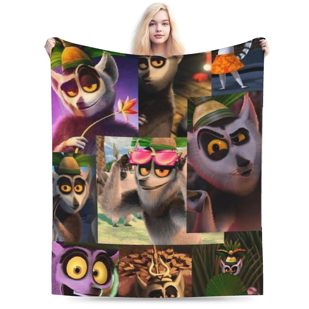 Pingwiny z Madagaskaru Merch Kocie Miękki Polarowy Koc Piknikowy Wygodne Narzuty