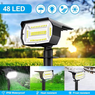 48LED Solar Landscape Lights Outdoor IP65 Waterproof Solar Light with 3 Modes Solar Garden Spotlight for Yard Lawn Walkway