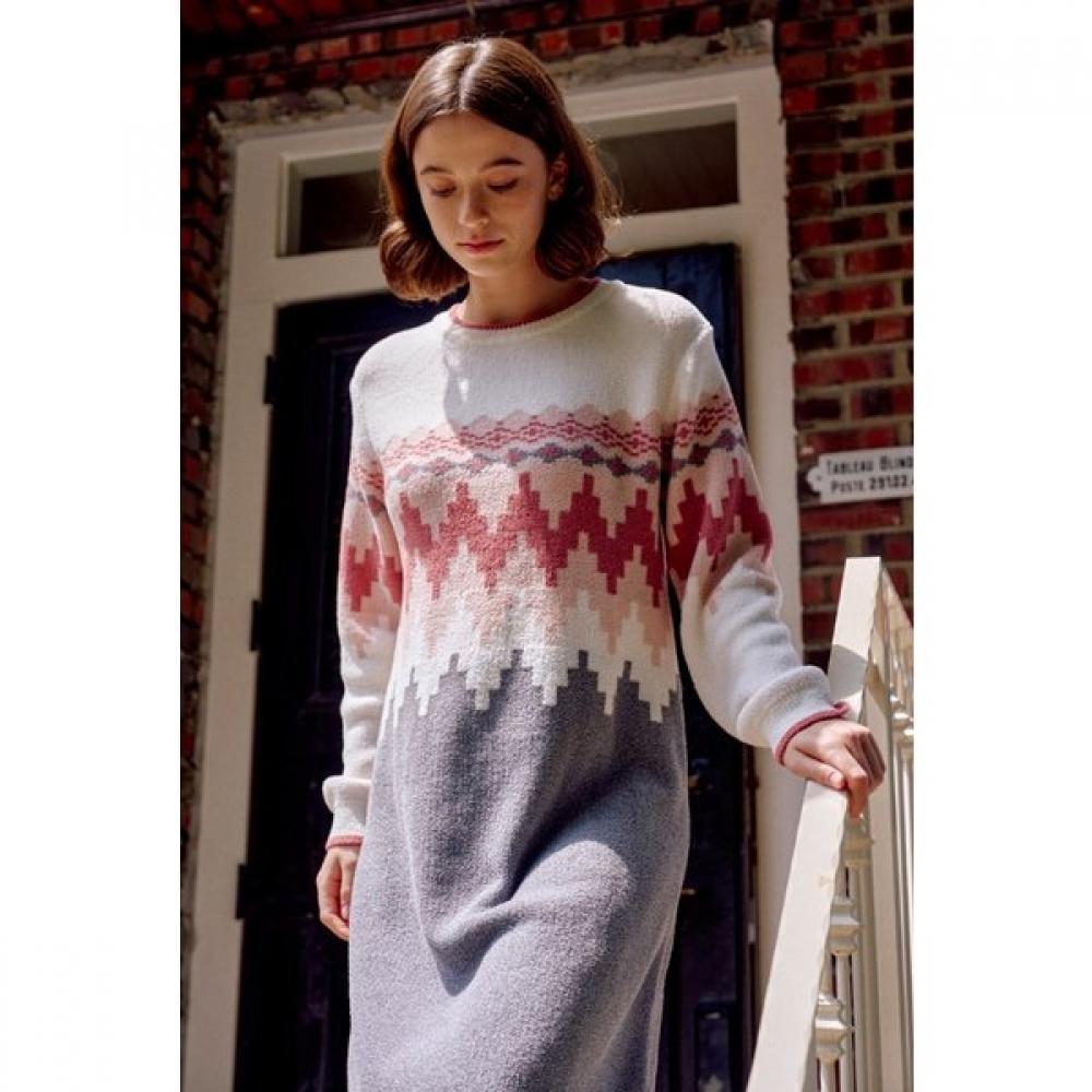 Venus Nordic Jacquard Sweater Dress Fogni Vev3876l burgundy/85