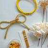 Gold Dried Flower Hair Coming of Age Japanese Gold Ball Gold Graduation Wedding Wedding Hakama Hani. Ornament, Ceremony, Wear, Mizuhiki, Leaf,