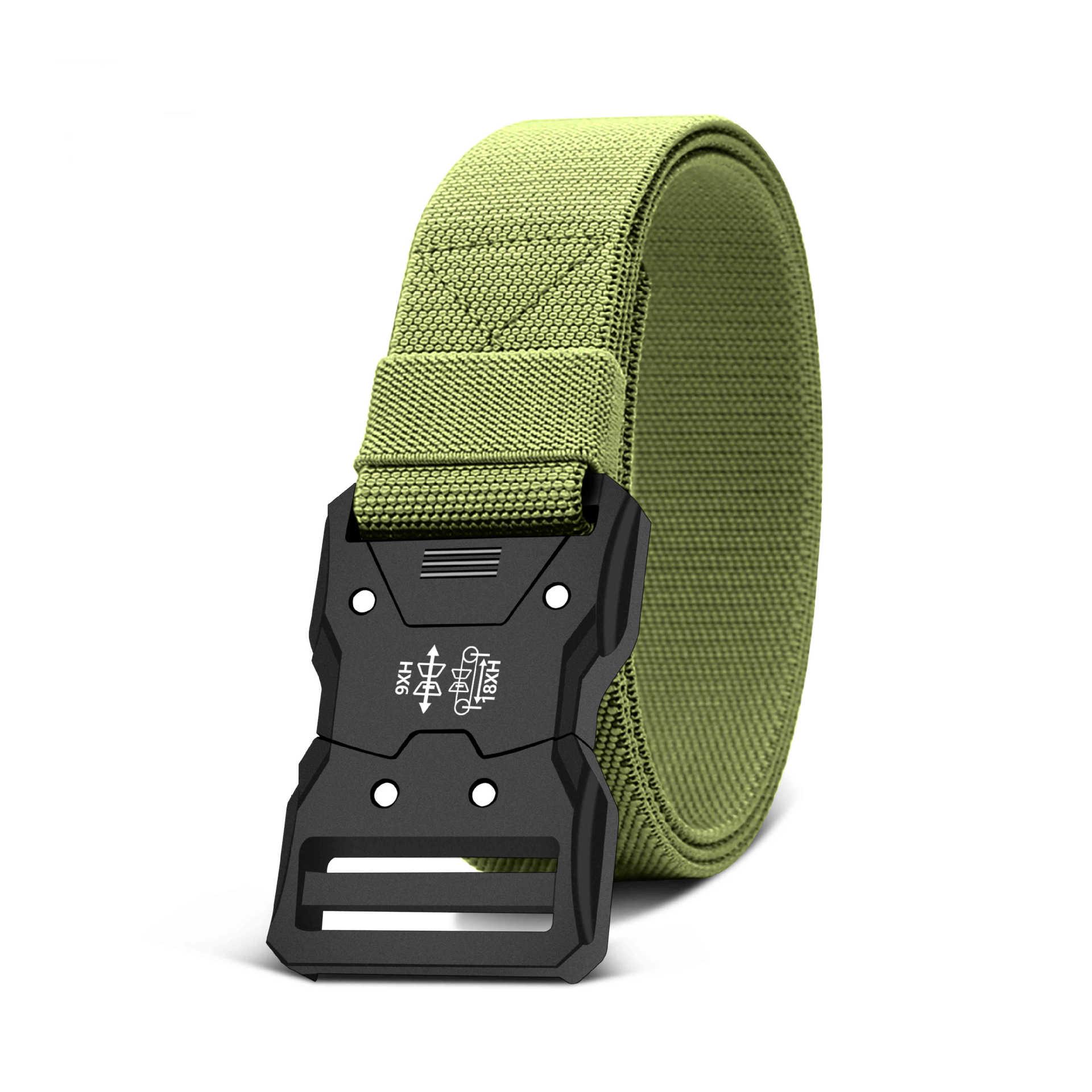 Custom Men s Nylon Canvas Leather Tactical Belt with High Elasticity and Fashionable Double Buckle. One Size 125cm