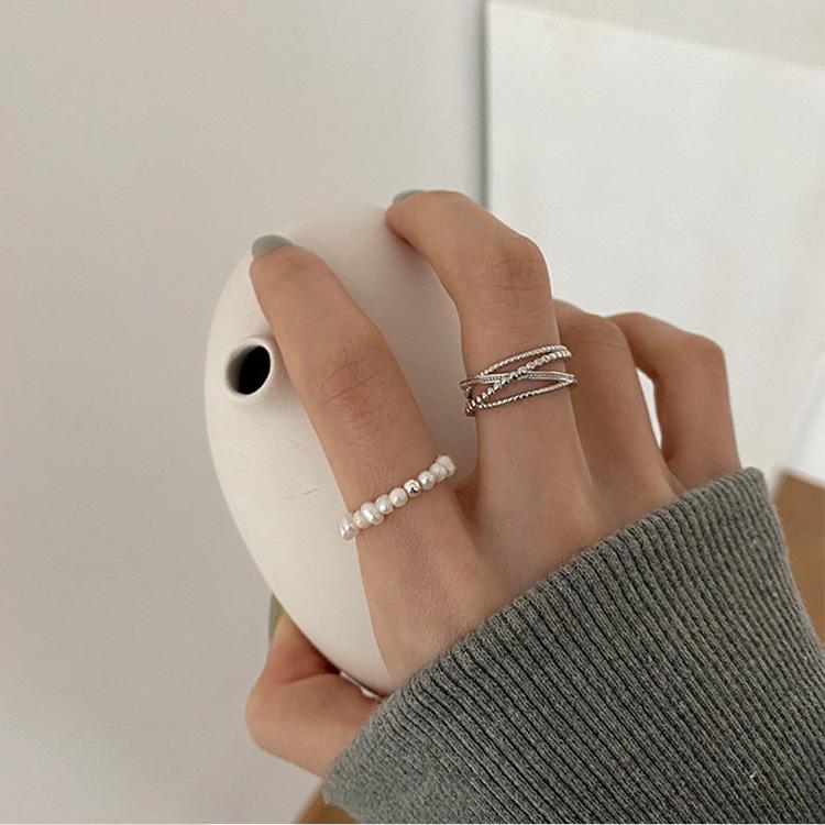 French Vintage Freshwater Pearl Open Ring: Korean Style, Versatile & Chic for Women