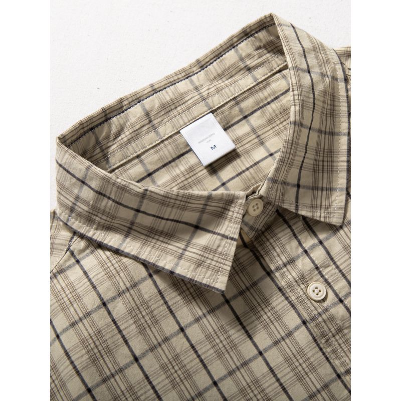 Japanese Retro Pure Cotton Plaid Shirt for Men, Long-Sleeved, New Autumn Style, Loose Casual Shirt, Artistic Hong Kong Style Jacket, Trendy