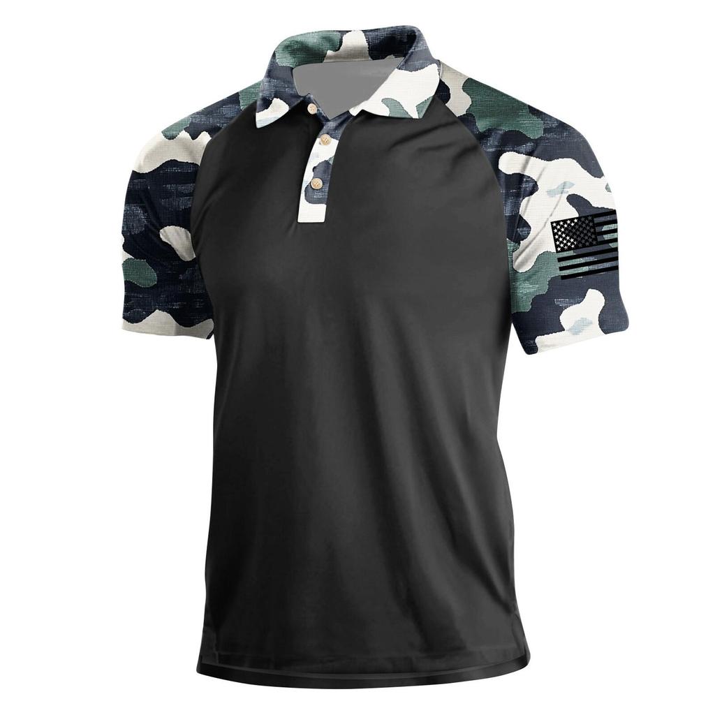 Camicia da Uomo Estiva Stampata a Maniche Corte con Collo a Revers Moda Casual da Uomo