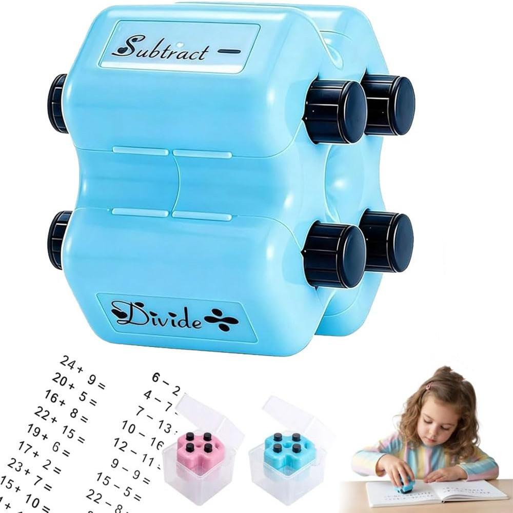 4-in-1 Math Roller Stamp ,Addition Subtraction Multiplication Division Refillable Ink Included Educational Math Practice Tool