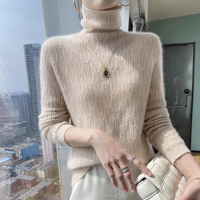 

Свитер с узором в виде сетки и ворсом, женский свободный свитер с высоким воротом, осенне-зимний свитер с внутренней вязкой, однотонный свитер-пуловер XL хаки