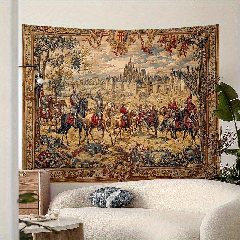 Medieval Knight Castle Tapestry Retro European Classical Palace Style Wall Hanging for Living Room & Homestay Decor