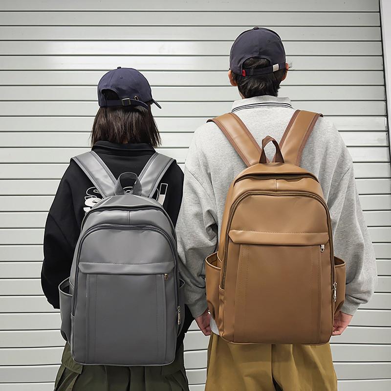 Solid Unisex Backpack Color Pu Material With Padded Straps For School And Trips