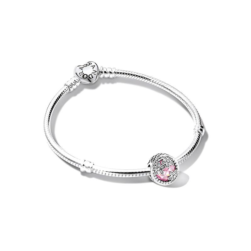 Pandora Dazzling Daisy Flower Field Heart 925 Silver Bracelet Women s ZT10933