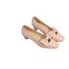 The same grape mother elegant bow square round head versatile commuting light mouth single shoes lazy one pedal high heels women