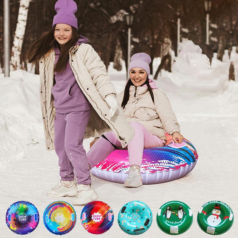 Ski Ring Inflatable Pvc Sledding Tube Thicken Snow Tubing Winter Snow Tube With Handle Snow Racer Durable Snow Sled Board 1Pc