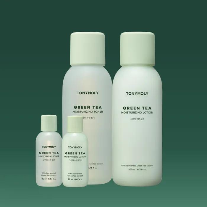 Green Tea Hydration 2-Piece Set (Toner 200ml + 20ml, Lotion 200ml + 20ml)