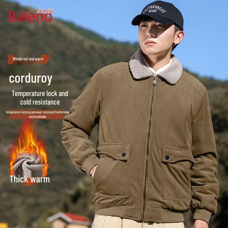 Baleno Men s Corduroy Fleece-Lined Padded Jacket 4XL