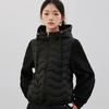 Autumn and winter light and wavy cotton-padded clothes loose short casual sweater sleeves jacket splicing hooded ribs cotton-padded clothes women