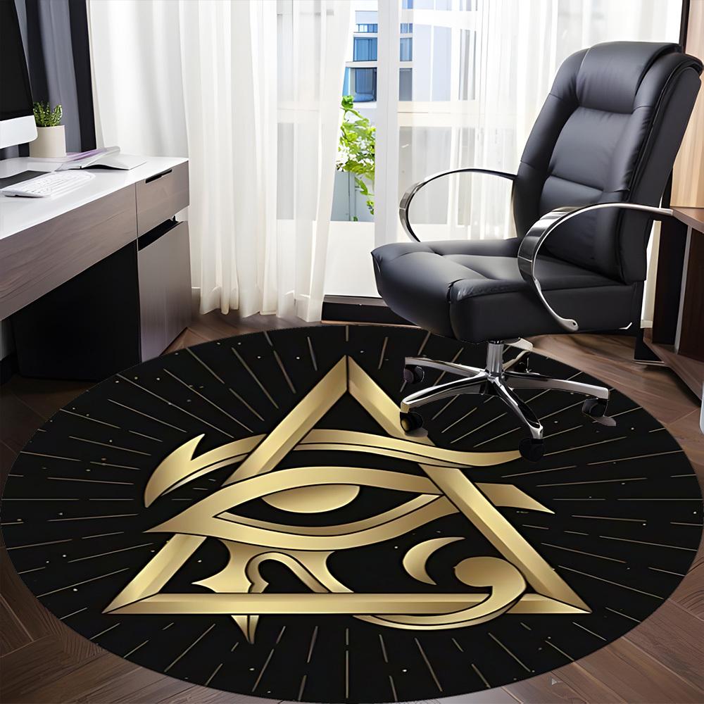 1pc Eye Pyramid Office Round Area Rug,  Mat Suitable For Office, Under Office Chairs Bedroom Living Room Home Decor, Room Deco