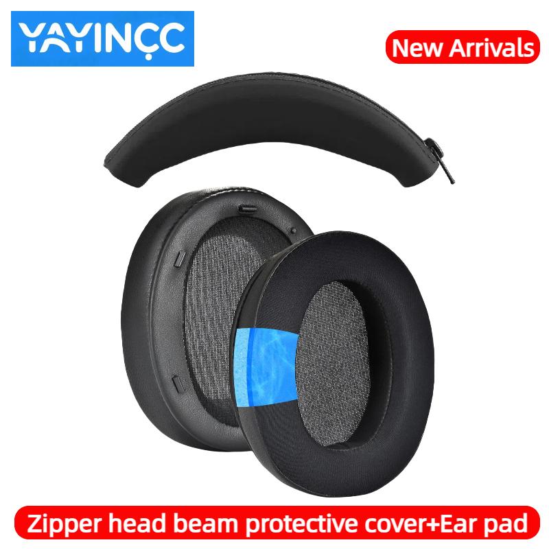 YAYINCC Replacement Soft Foam Cushion Ear Pads / Silicone zipper head beam protective cover for SONY WH-XB910N Gaming Headset