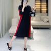 Retro Color-Block Slimming Dress for Women - Spring 2025 Collection