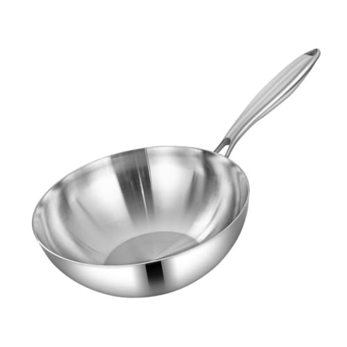 LEXCOOK Stainless Steel Frying Pan, Non-Stick, Deep, Conical, Stir-Frying Pan, Wok, Deep, Commercial Grade, Five-Layer Construction, Dishwasher Safe,