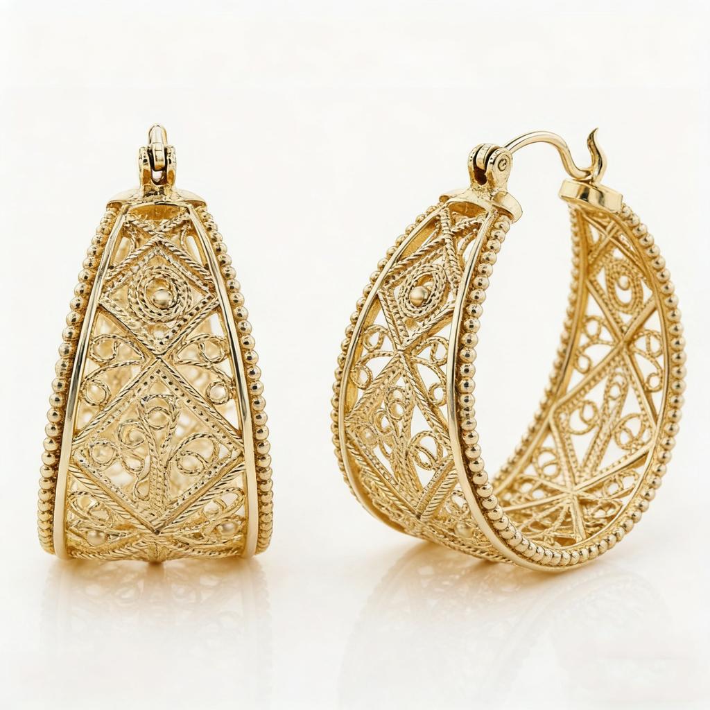 Women's Classic Able Golden Plated Hand Carve Texture Hollow Hoop Earrings Exquisite Banquet Festival Jewelry Accessories