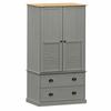 VidaXL Wardrobe VIGO Grey 90x55x170 Cm Solid Pine Wood, Storage Cabinet, Wardrobe Organiser, Cabinet, 353165