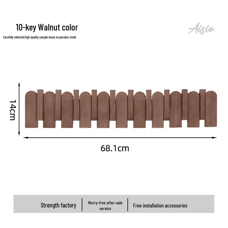 Piano Key Solid Wood Wall-Mounted No-Drill Coat and Hat Rack