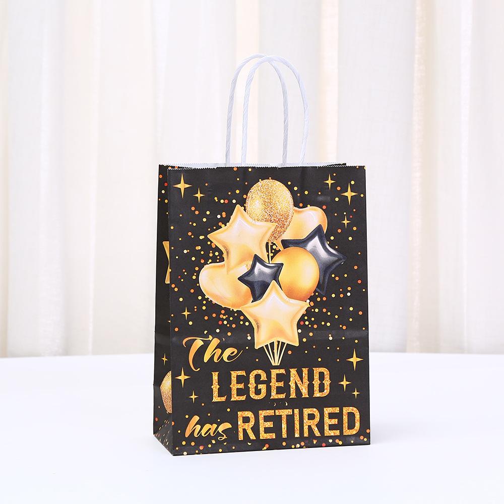 StoBag 2026 NEW retirement party black gold paper bag gift wrapping bags for sweets packaging thank you candy birthday gift