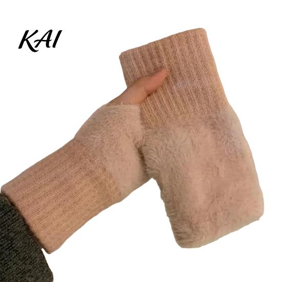 Functional Flip Gloves for Phone Use 1 Pair Fingerless Gloves, Winter Warm Half Finger Mittens, Mittens Cold Weather Soft Fuzzy Fleece Thermal Driving