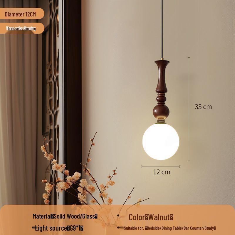 

Mid-Century French Retro Pendant Light: Solid Wood for Bedroom, Study, Dining, or Bar Retro Small Pendant Light
