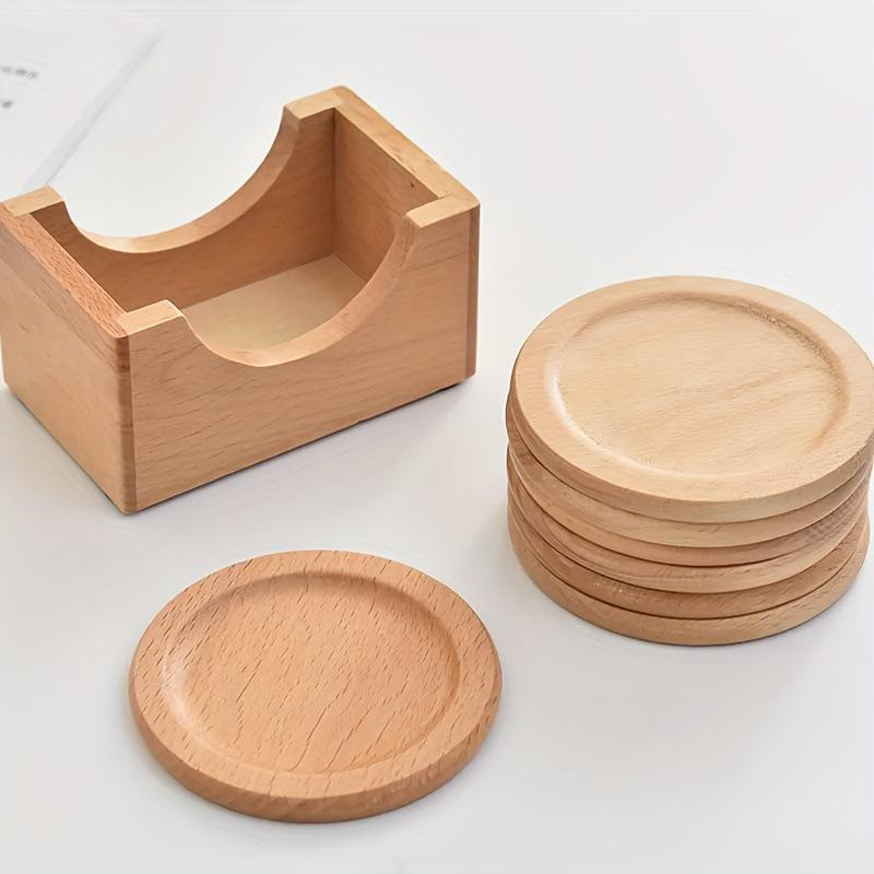 Bamboo Coaster Set: Creative Round Tea Ceremony Cup Holder & Insulating Pad, DIY Engravable.