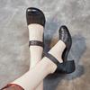 Sandals women's outer wear new summer hollow hole sandals first layer cowhide medium thick heel soft sole women's shoes