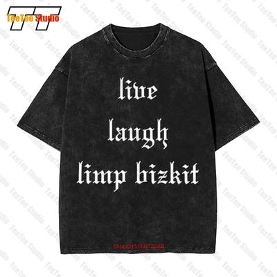 Live Laugh Limp Bizkit Vintage Oversized T-Shirt Nu Metal Fred Durst Slogan D8FL
