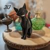 Kleine Katzen-Bastelarbeiten für Regale 3D-gedruckte grinsende schwarze Statue, sitzende Figur, dunkle Figurenstil-Skulptur, Halloween-Dekoration für Zuhause, Tisch