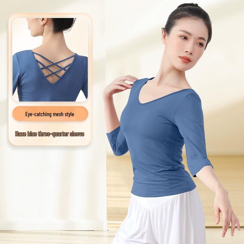 Black Long Sleeve Dance Practice Suit for Square Dance and Art School Training