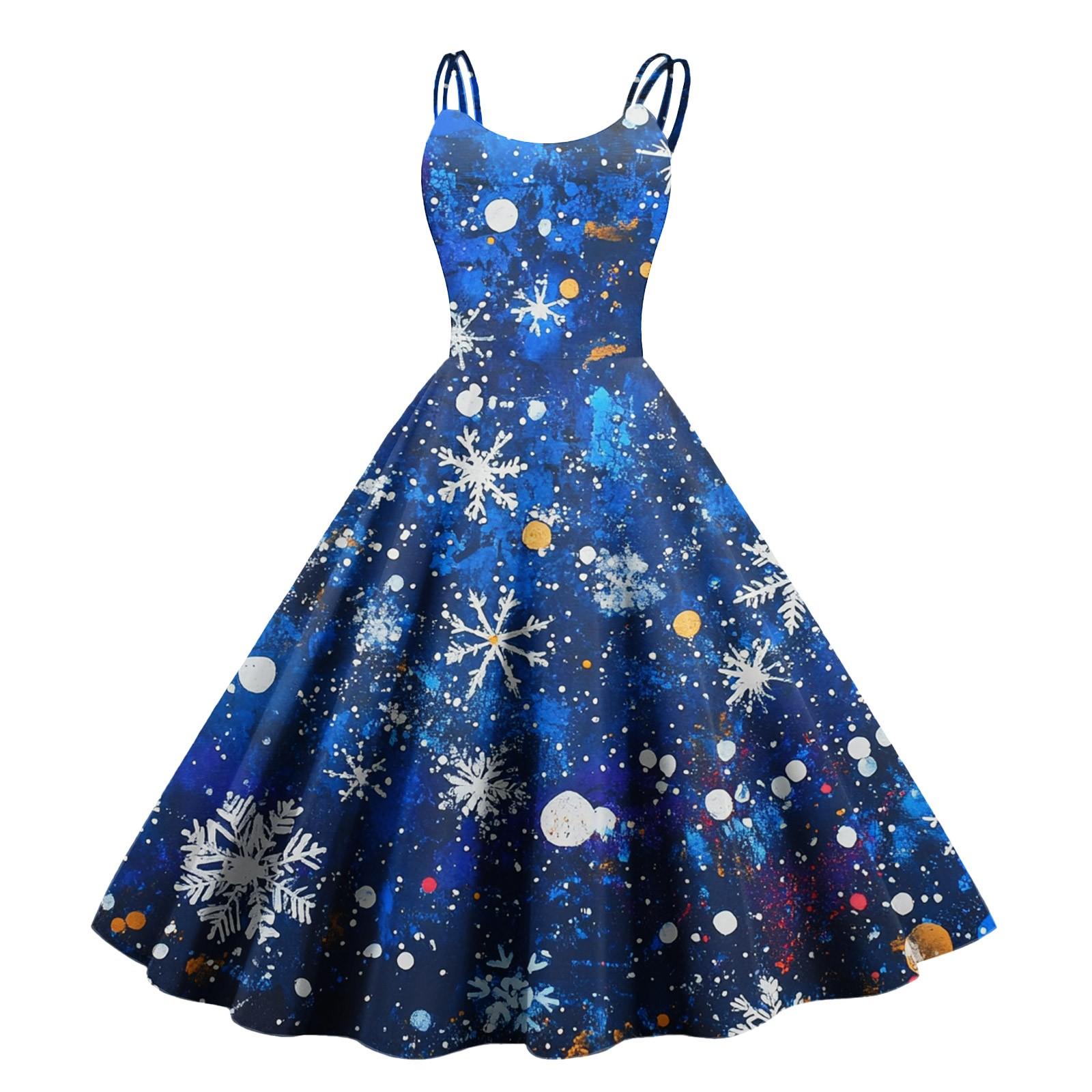 

Женское рождественское платье со снежинками и сексуальным облегающим принтом с открытыми плечами в стиле панк-ретро XXL синий